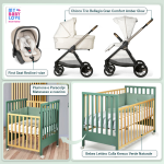 Kit Nascita con Chicco Trio Bellagio Amber Glow e First Seat Recline + Bebex Lettino Culla Kresco Verde Naturale