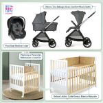 Kit Nascita con Chicco Trio Bellagio Black Satin e First Seat Recline + Bebex Lettino Culla Kresco Bianco Naturale