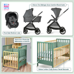 Kit Nascita con Chicco Trio Bellagio Black Satin e First Seat Recline + Bebex Lettino Culla Kresco Verde Naturale