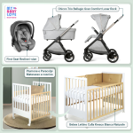 Kit Nascita con Chicco Trio Bellagio Lunar Rock e First Seat Recline + Bebex Lettino Culla Kresco Bianco Naturale