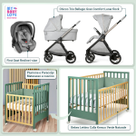 Kit Nascita con Chicco Trio Bellagio Lunar Rock e First Seat Recline + Bebex Lettino Culla Kresco Verde Naturale