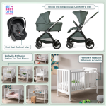 Kit Nascita con Chicco Trio Bellagio Fir Tree e First Seat Recline + Raffaello Art Design Culla Lettino Teo Bianco 7in1