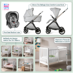 Kit Nascita con Chicco Trio Bellagio Lunar Rock e First Seat Recline + Raffaello Art Design Culla Lettino Teo Bianco 7in1