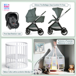 Kit Nascita con Chicco Trio Bellagio Fir Tree e First Seat Recline + Bebex Culla Lettino evolutivo Marilyn LED