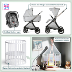 Kit Nascita con Chicco Trio Bellagio Lunar Rock e First Seat Recline + Bebex Culla Lettino evolutivo Marilyn LED
