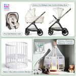 Kit Nascita con Chicco Trio Bellagio Amber Glow e First Seat Recline + Bebex Culla Lettino evolutivo Marilyn LED