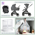 Kit Nascita con Chicco Trio Bellagio Black Satin e First Seat Recline + Bebex Culla Lettino evolutivo Marilyn LED