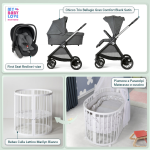 Kit Nascita con Chicco Trio Bellagio Black Satin e First Seat Recline + Bebex Culla Lettino Marilyn Bianco