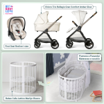 Kit Nascita con Chicco Trio Bellagio Amber Glow e First Seat Recline + Bebex Culla Lettino Marilyn Bianco