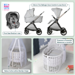 Kit Nascita con Chicco Trio Bellagio Lunar Rock e First Seat Recline + Bebex Culla Lettino Marilyn Grigio
