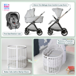 Kit Nascita con Chicco Trio Bellagio Lunar Rock e First Seat Recline + Bebex Culla Lettino Marilyn Bianco