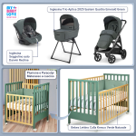 Kit Nascita con Inglesina Trio Aptica Emerald Green e Darwin Infant Recline + Bebex Lettino Culla Kresco Verde Naturale