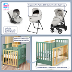 Kit Nascita con Inglesina Trio Aptica Opal Ivory e Darwin Infant Recline + Bebex Lettino Culla Kresco Verde Naturale