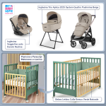 Kit Nascita con Inglesina Trio Aptica Pashmina Beige e Darwin Infant Recline + Bebex Lettino Culla Kresco Verde Naturale
