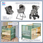 Kit Nascita con Inglesina Trio Aptica Platinum Grey e Darwin Infant Recline + Bebex Lettino Culla Kresco Verde Naturale