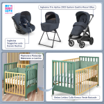 Kit Nascita con Inglesina Trio Aptica Resort Blue e Darwin Infant Recline + Bebex Lettino Culla Kresco Verde Naturale
