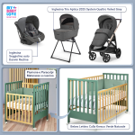 Kit Nascita con Inglesina Trio Aptica Velvet Grey e Darwin Infant Recline + Bebex Lettino Culla Kresco Verde Naturale