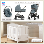 Kit Nascita con Cybex Trio Balios S Lux 2025 Stormy Blue e Cloud G + Lettino Raffaello Art Design Ariel Bianco 