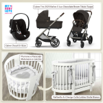 Kit Nascita con Cybex Trio Balios S Lux 2025 Chocolate Brown e e Cloud G + Raffaello Art Design Culla Lettino Giulia Bianco