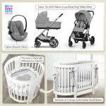 Kit Nascita con Cybex Trio Balios S Lux 2025 Stone Grey e e Cloud G + Raffaello Art Design Culla Lettino Giulia Bianco