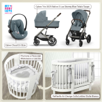 Kit Nascita con Cybex Trio Balios S Lux 2025 Stormy Blue e e Cloud G + Raffaello Art Design Culla Lettino Giulia Bianco