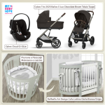 Kit Nascita con Cybex Trio Balios S Lux 2025 Chocolate Brown e Cloud G + Raffaello Art Design Culla Lettino Giulia Bianco/Grigio