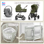 Kit Nascita con Cybex Trio Balios S Lux 2025 Moss Green e Cloud G + Raffaello Art Design Culla Lettino Giulia Bianco/Grigio