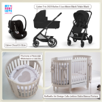Kit Nascita con Cybex Trio Balios S Lux 2025 Moon Black e Cloud G + Raffaello Art Design Culla Lettino Giulia Bianco/Tortora