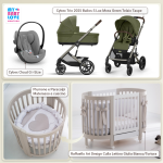 Kit Nascita con Cybex Trio Balios S Lux 2025 Moss Green e Cloud G + Raffaello Art Design Culla Lettino Giulia Bianco/Tortora