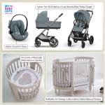 Kit Nascita con Cybex Trio Balios S Lux 2025 Stormy Blue e Cloud G + Raffaello Art Design Culla Lettino Giulia Bianco/Tortora