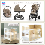 Kit Nascita con Cybex Trio Balios S Lux 2025 Almond Beige e Cloud G + Bebex Lettino Culla Kresco Bianco Naturale