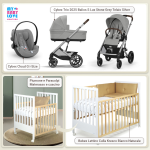 Kit Nascita con Cybex Trio Balios S Lux 2025 Stone Grey e Cloud G + Bebex Lettino Culla Kresco Bianco Naturale