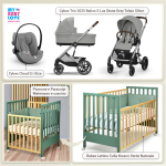 Kit Nascita con Cybex Trio Balios S Lux 2025 Stone Grey e Cloud G + Bebex Lettino Culla Kresco Verde Naturale