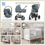Kit Nascita con Cybex Trio Balios S Lux 2025 Stormy Blue e Cloud G + Raffaello Art Design Culla Lettino Teo Bianco 7in1