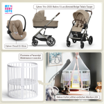Kit Nascita con Cybex Trio Balios S Lux 2025 Almond Beige e Cloud G + Bebex Culla Lettino evolutivo Marilyn LED