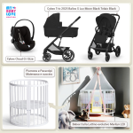 Kit Nascita con Cybex Trio Balios S Lux 2025 Moon Black e Cloud G + Bebex Culla Lettino evolutivo Marilyn LED
