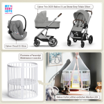 Kit Nascita con Cybex Trio Balios S Lux 2025 Stone Grey e Cloud G + Bebex Culla Lettino evolutivo Marilyn LED
