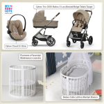 Kit Nascita con Cybex Trio Balios S Lux 2025 Almond Beige e Cloud G + Bebex Culla Lettino Marilyn Bianco