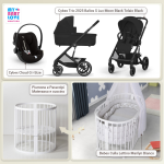 Kit Nascita con Cybex Trio Balios S Lux 2025 Moon Black e Cloud G + Bebex Culla Lettino Marilyn Bianco