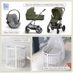 Kit Nascita con Cybex Trio Balios S Lux 2025 Moss Green e Cloud G + Bebex Culla Lettino Marilyn Bianco