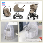 Kit Nascita con Cybex Trio Balios S Lux 2025 Almond Beige e Cloud G + Bebex Culla Lettino Marilyn Bianco Grigio