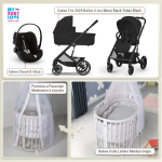 Kit Nascita con Cybex Trio Balios S Lux 2025 Moon Black e Cloud G + Bebex Culla Lettino Marilyn Bianco Grigio