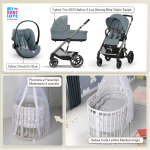 Kit Nascita con Cybex Trio Balios S Lux 2025 Stormy Blue e Cloud G + Bebex Culla Lettino Marilyn Bianco Grigio