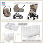 Kit Nascita con Cybex Trio Balios S Lux 2025 Almond Beige e Cloud G + Raffaello Art Design Kit Isy Bianco