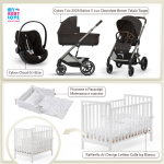 Kit Nascita con Cybex Trio Balios S Lux 2025 Chocolate Brown e Cloud G + Raffaello Art Design Kit Isy Bianco