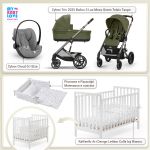 Kit Nascita con Cybex Trio Balios S Lux 2025 Moss Green e Cloud G + Raffaello Art Design Kit Isy Bianco