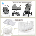 Kit Nascita con Cybex Trio Balios S Lux 2025 Stone Grey e Cloud G + Raffaello Art Design Kit Isy Bianco