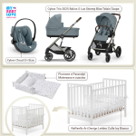 Kit Nascita con Cybex Trio Balios S Lux 2025 Stormy Blue e Cloud G + Raffaello Art Design Kit Isy Bianco