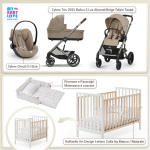 Kit Nascita con Cybex Trio Balios S Lux 2025 Almond Beige e Cloud G + Raffaello Art Design Kit Isy Bianco / Naturale