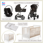 Kit Nascita con Cybex Trio Balios S Lux 2025 Chocolate Brown e Cloud G + Raffaello Art Design Kit Isy Bianco / Naturale